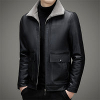Men's Fashion Casual Polo Collar Fleece-lined Thickened Warm Coat