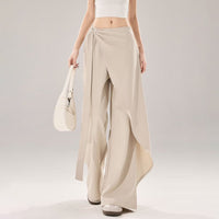 Irregular Ribbon High-Waist Wide-Leg Pants Womens
