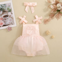 Baby Girl's Love Tulle Jumpsuit Headscarf Two-piece Set