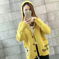 Women's Thickened Knitted Hooded Cardigan Loose Fit