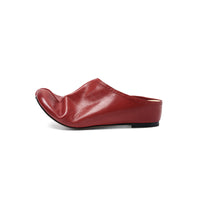 Women's Full Grain Leather Tabi Flats, Split Toe Slip-On Mules For Casual & Daily Wear