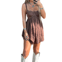 Solid-color Strapless Lace Camisole Dress