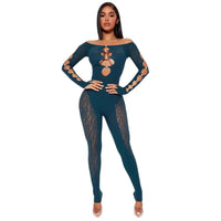 Womens Leopard-Print Off-Shoulder High-Waist Tight Plus-Size Yoga Pants Seamless Jumpsuit For Women