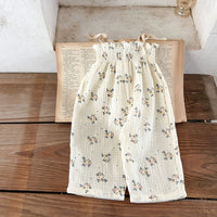 Summer Cotton Floral Sling Romper  Short Sleeve Top