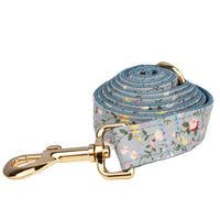 Blue Floral Polyester Cotton Collar With Dog Collar