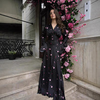 Womens Fashion V-Neck Printed Long-Sleeve Dress