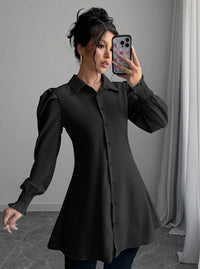 European And American Women's Casual Solid-color Single-breasted Shirt