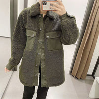 Lamb Fleece Shirt Coat Lapel Long Sleeve Women's Coat