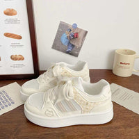 Cute Cat Design Low-Top White Shoes For Women, New Spring 2026 Collection, Versatile Fashion Casual Sneakers With Soft Sole And Unique Stylish Design