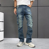 Multi-Pocket Workwear Jeans Men's Loose Large Size Trousers