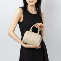 Genuine Leather Rhombus Boston Portable Shoulder Messenger Bag
