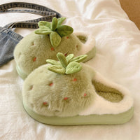 Cute Strawberry Cotton Slippers Female Winter Interior Home