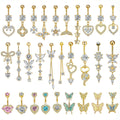 Personalized Zircon Butterfly Round Belly Button Ring