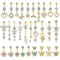 Personalized Zircon Butterfly Round Belly Button Ring