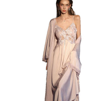 Womens Ice Silk Bra-Padded French-Style Camisole Nightdress