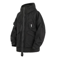 Mechanical Style Multi-pocket Loose Casual Hooded Jacket