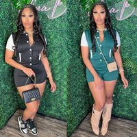 Buttoned Bodysuit Form-fitting Waist-cinching Jumpsuit
