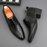 Fashion Men's Business Formal Platform Height Increasing Leather Shoes