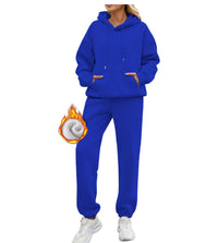 Men's Casual Sports Suit Solid Color Hoodie With Gridles Pants