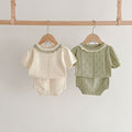 Hollow Knitted Short Sleeve Set