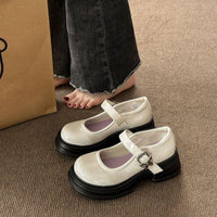 Korean Small Leather Women's Summer Thin British Style Versatile Thick-soled Niche Skirt Low-cut French Shoes