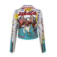 Women's Printed Contrast Color Motorcycle Suit