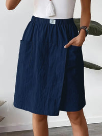 European And American Women's Clothing Pocket Casual Short Pantskirt
