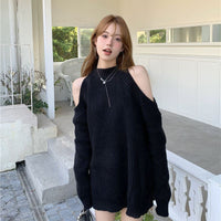 Knitwear Women's Korean-style Commuter Thick Needle Ripped Mid-length Women's Sweater Top