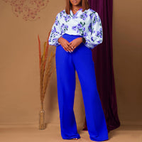 Women's Fashionable Printed Lace-Up Casual Set