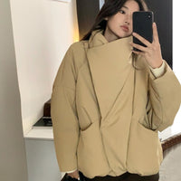Large Lapel Cotton-padded Coat For Women