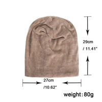 Winter men's plus velvet hat corduroy pullover hat knitted hat