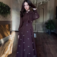 Womens Fashionable Loose-Fit Long-Sleeve Printed Dress
