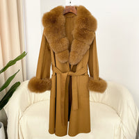 Double-sided Water Ripple Woolen Coat For Women