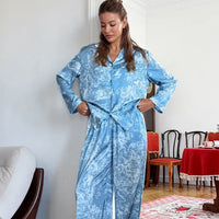 Womens Light-Luxury Printed Long-Sleeve Pajama Set With Pants