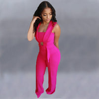 Fashion casual jumpsuit with belt