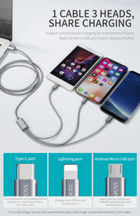 ROMOSS1.5m one drag three data cable