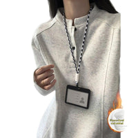 American Style Henry Collar Sweatshirt Long Sleeve Women's Base Layer