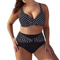 Black and white wave dot cross bikini