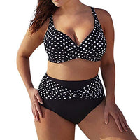 Black and white wave dot cross bikini