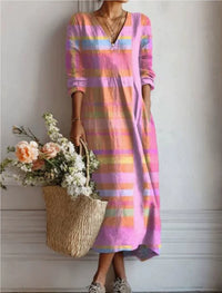 Women's Loose-fitting Fashion V-neck Printed Dress