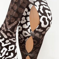 Sexy Leopard Print Long Sleeve Hollow Jumpsuit