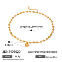 Stainless Steel Beaded Love Necklace 18k Golden Clavicle Chain