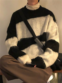 Autumn And Winter Loose American Retro Contrast Color Knitwear