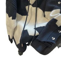 Contrast Colors False-two-piece Knitted Sweater Hooded Jacket