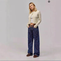 Women's Loose Retro Straight Striped Jeans