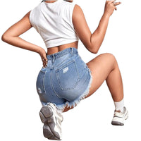 Womens Retro Stretchy Skinny Denim Shorts