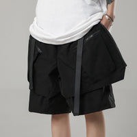 Functional Style Dark Double Sided Ribbon Shorts