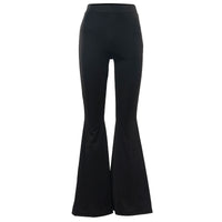 High Waist Grommet Criss Cross Hem Flare Leg Jeans