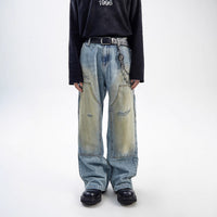 American Style Washed-out Vintage Straight Casual Loose Jeans