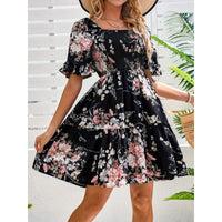 Floral-print Princess-sleeve Dress For Women